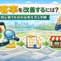 集客率を改善するためのGoogleマップ集客の流れを分かりやすく示した図解イメージ