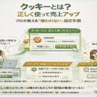 クッキーとは何かを図解で解説し、同意バナーの正しい使い方と嫌われずに売上アップする設定手順を示したインフォグラフィック