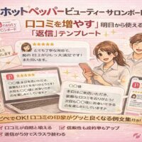 ホットペッパービューティー サロンボードで口コミを増やすための返信テンプレートを解説したピンク背景のアイキャッチ画像