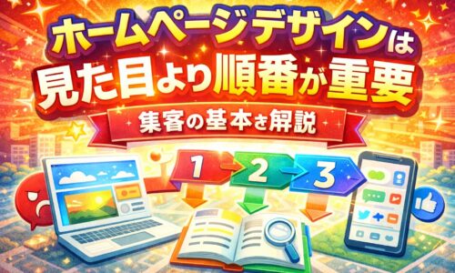 ホームページデザインは見た目よりも集客につながる順番設計が重要であることを解説したアイキャッチ画像