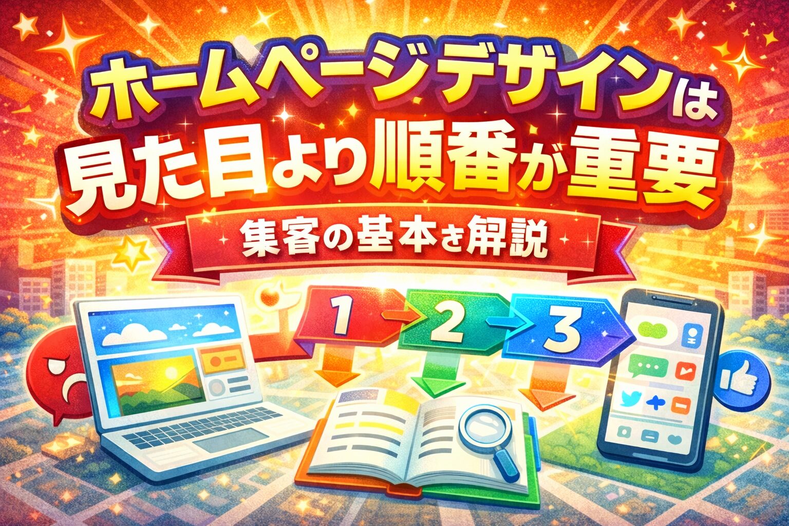 ホームページデザインは見た目よりも集客につながる順番設計が重要であることを解説したアイキャッチ画像