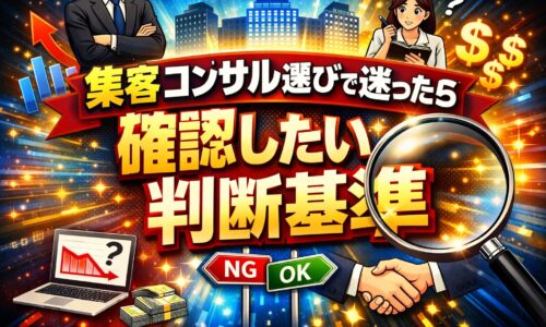 威圧的な態度のコンサルと冷静に比較検討する人物を配置し、コンサル 偉そうと感じた際の相性や判断基準を視覚的に示している構図