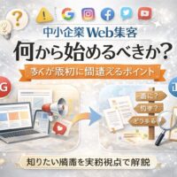 中小企業Web集客で何から始めるべきかを示し、NGな施策先行と正しい集客設計の違いを対比で整理した構成