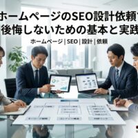 ホームページのSEO設計依頼で後悔しないために、担当者と専門家がサイトマップやキーワード戦略、内部リンク構造を確認しているアイキャッチ画像