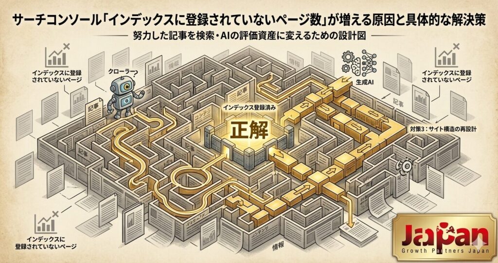 サーチコンソール「インデックスに登録されていないページ数」が増える原因と具体的な解決策のアイキャッチ画像