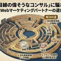 上から目線の偉そうなコンサルタントに騙されないための、正しいWebマーケティングパートナーの選び方を解説するアイキャッチ画像