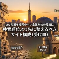 seo対策を福岡の中小企業が始める前に、検索順位だけを追う危険性と問い合わせにつながるサイト構成の重要性を表した画像