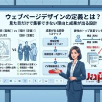 ウェブページデザインの定義を、見た目の装飾ではなく情報設計・導線設計・CV改善の視点で解説するアイキャッチ画像