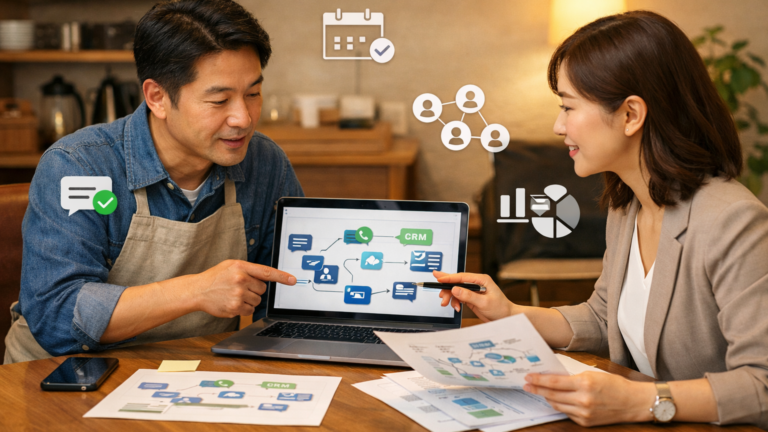 LINEの配信シナリオと予約導線を確認する事業者とマーケティング担当者